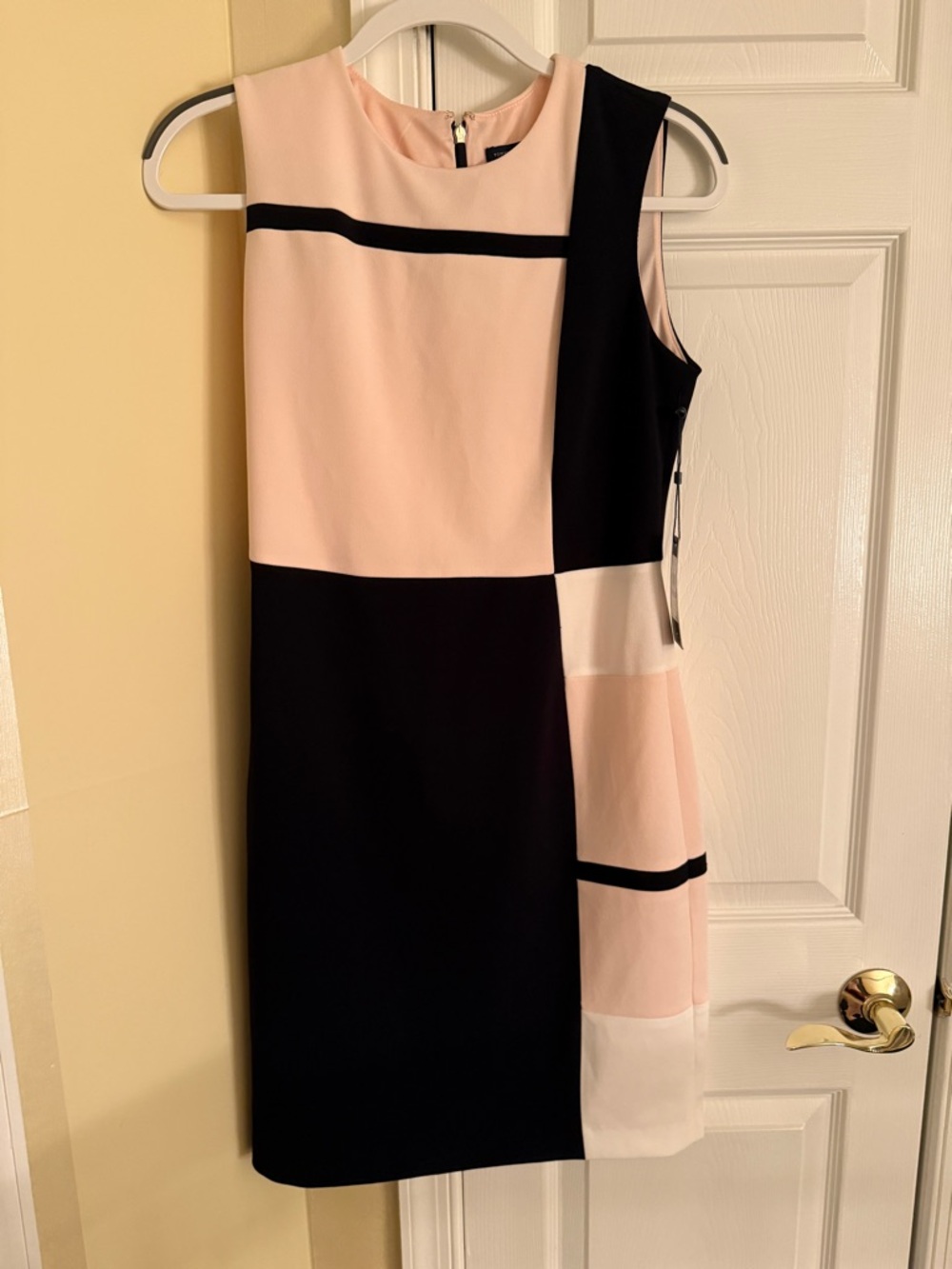 Tommy Hilfiger Pink and Black Colorblock Midi Dress
